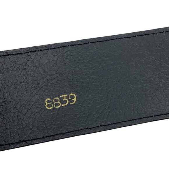 Vtg Black Western Style Belt Ornate Silver Buckle 25-29” Waist 2" Wide - Picture 3 of 6